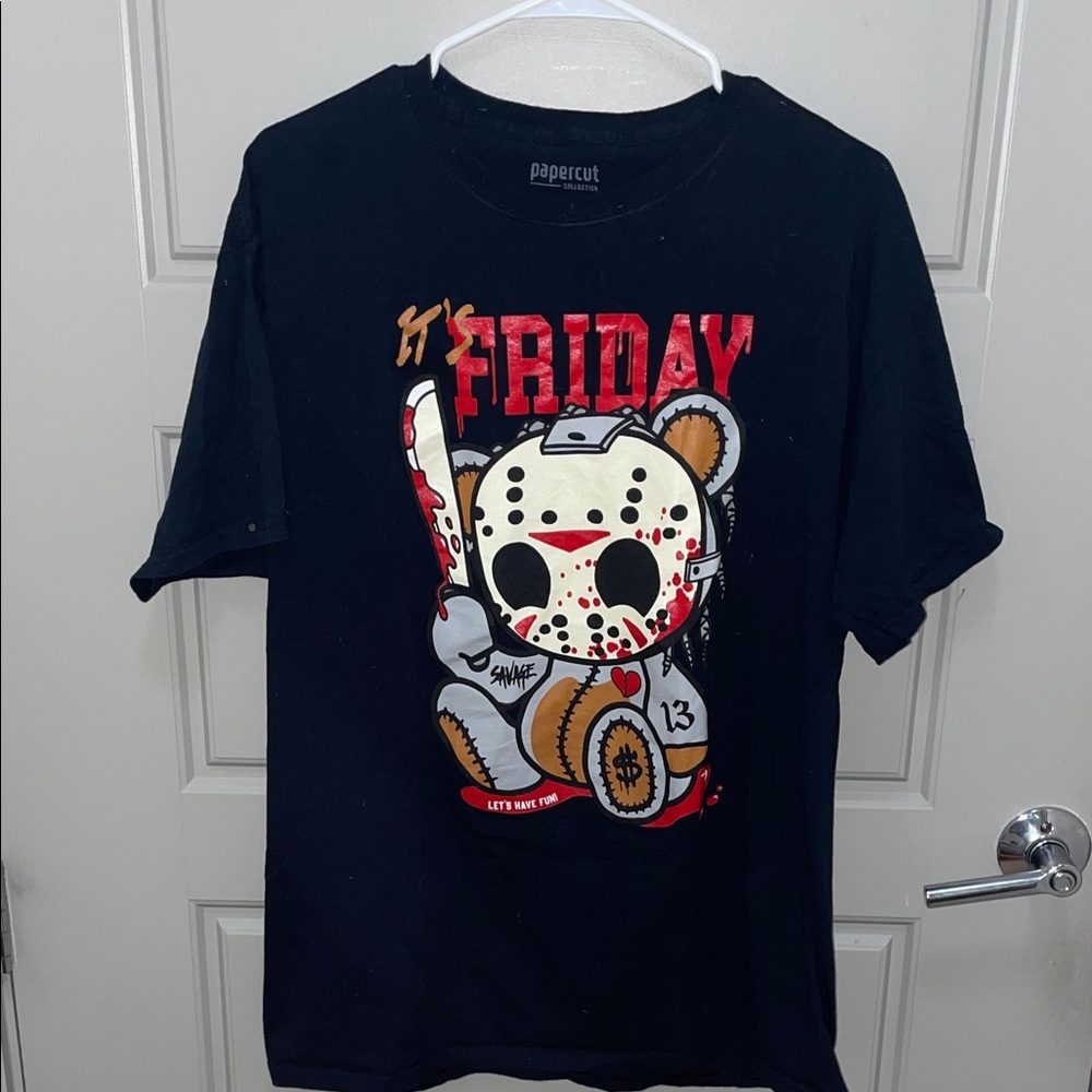 Salvage Black 'It's Friday' Bear Graphic Tee